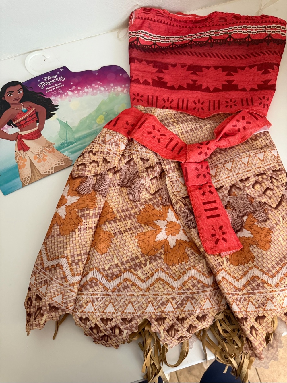 Disney Moana Girls Red and Brown Tropical Costume Dress